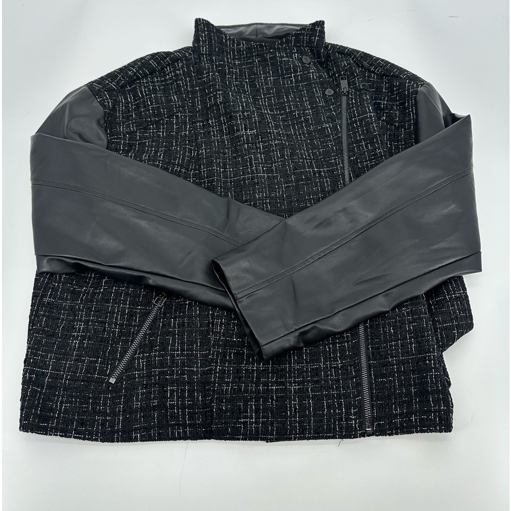 DKNY - Moto Jacket- Faux leather sleeves - Large